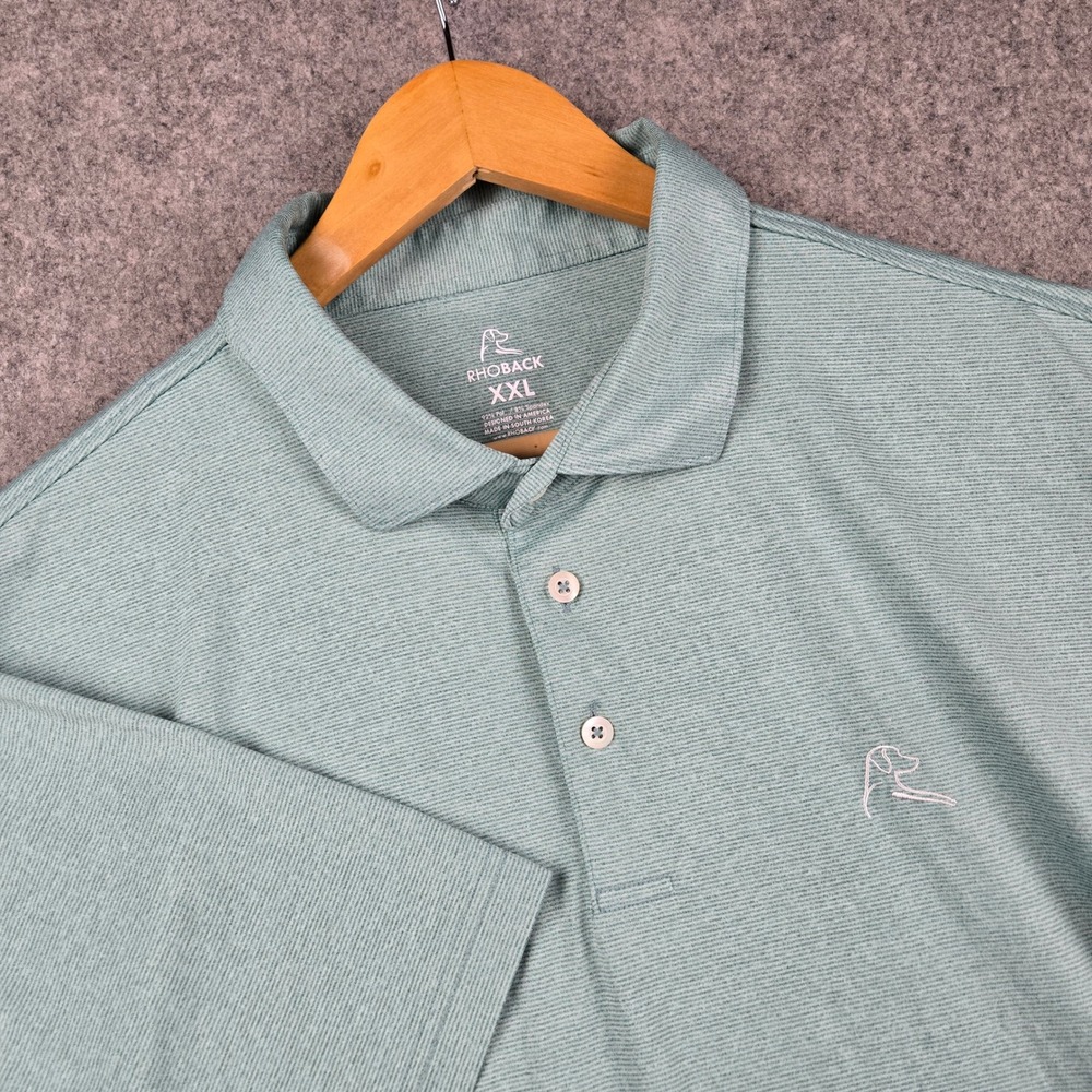 Rhoback Polo Shirt Mens XXL Green Performance Golf Activewear Breathable
